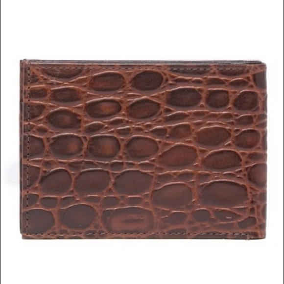 BOSCA - Victoria Croc Embossed Slim Bi-Fold Wallet - Picture 2 of 5